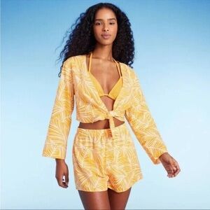 🍁 Shade & Shore • Cover-up Top with Tie Front • Orange